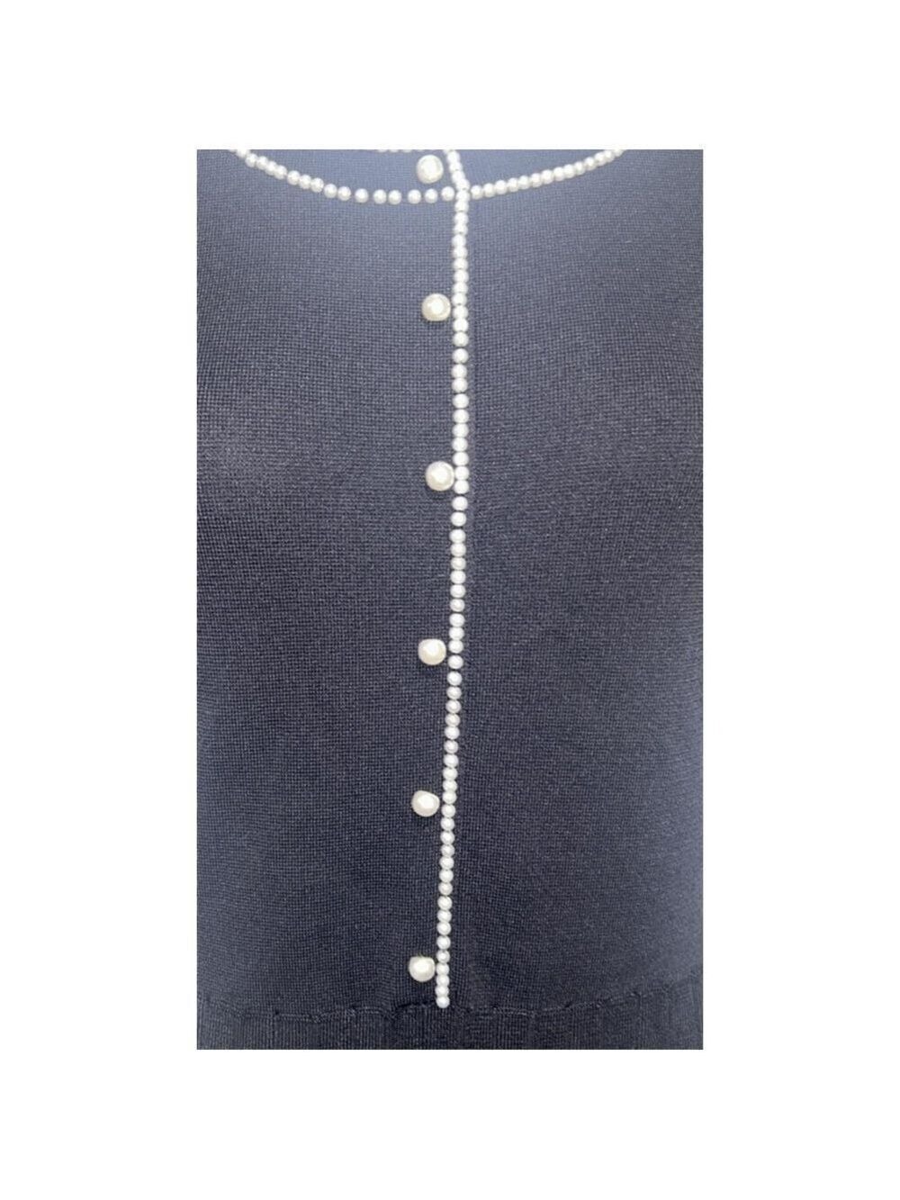 Elie Tahari Leona Black Knit Sweater Dress with Pearl Embellishments. Size M - Picture 10 of 13